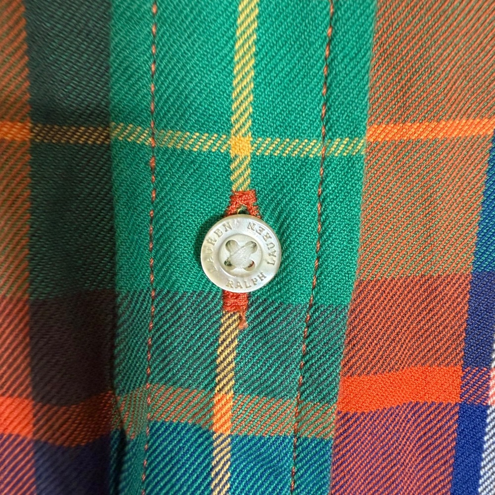 Lauren Ralph Lauren Vibrant Plaid Cotton Twill Button Down Shirt Medium - Picture 6 of 10